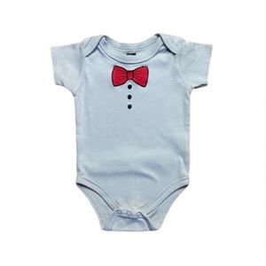 HB Baby Boy’s Gray And Red Bowtie Onesie Size 0-3 Months